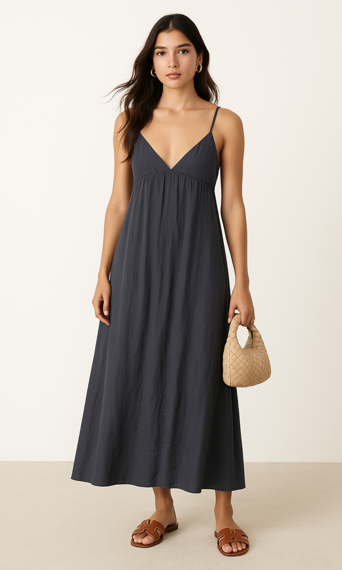 MALU – Hänger Maxikleid in Anthrazit
