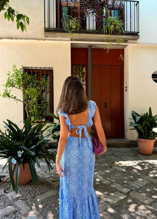 CELESTE: Traumhaftes Blaues Kleid mit Stickerei für Sommer und Hochzeiten