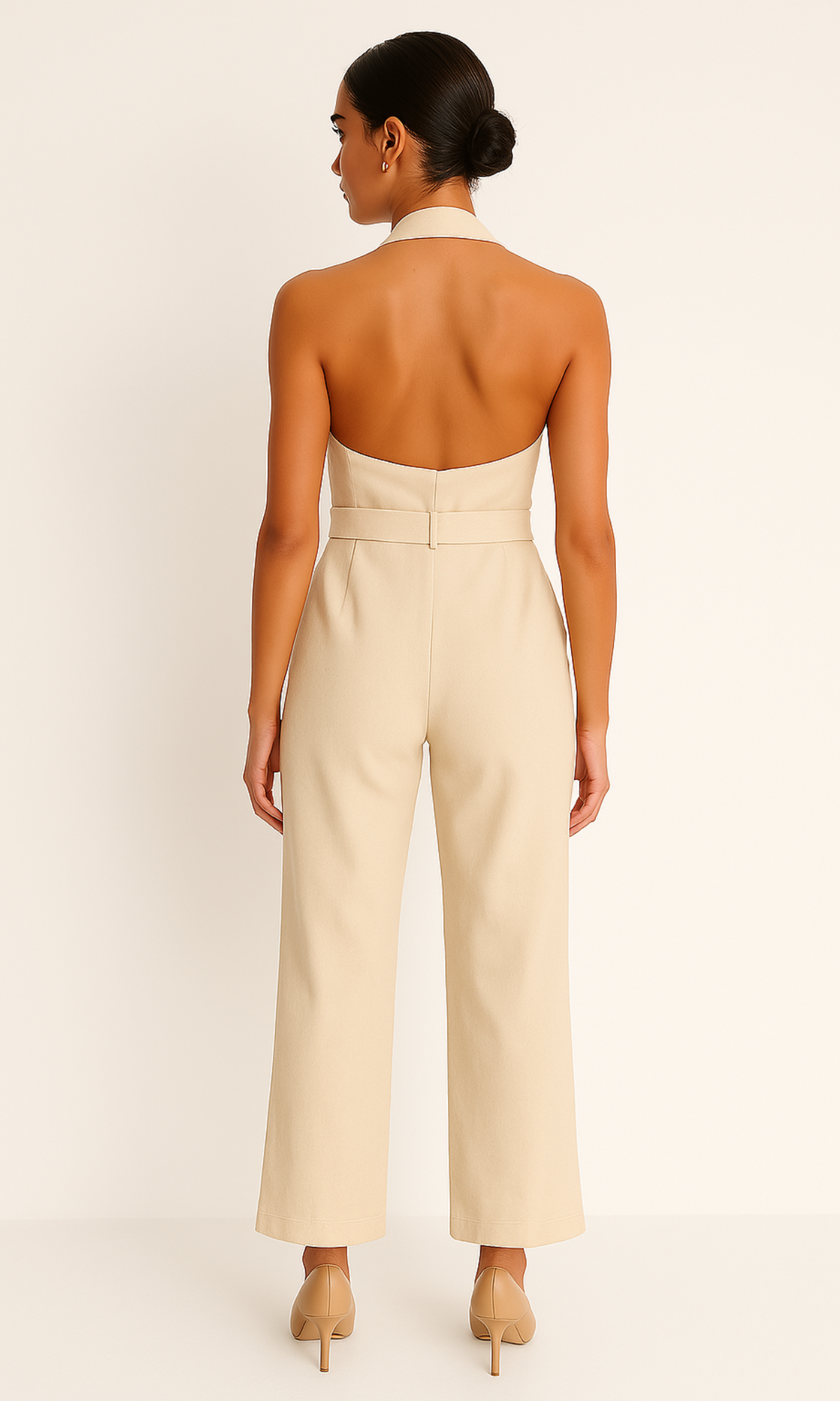 RENA Overall – Beige Neckholder Overall