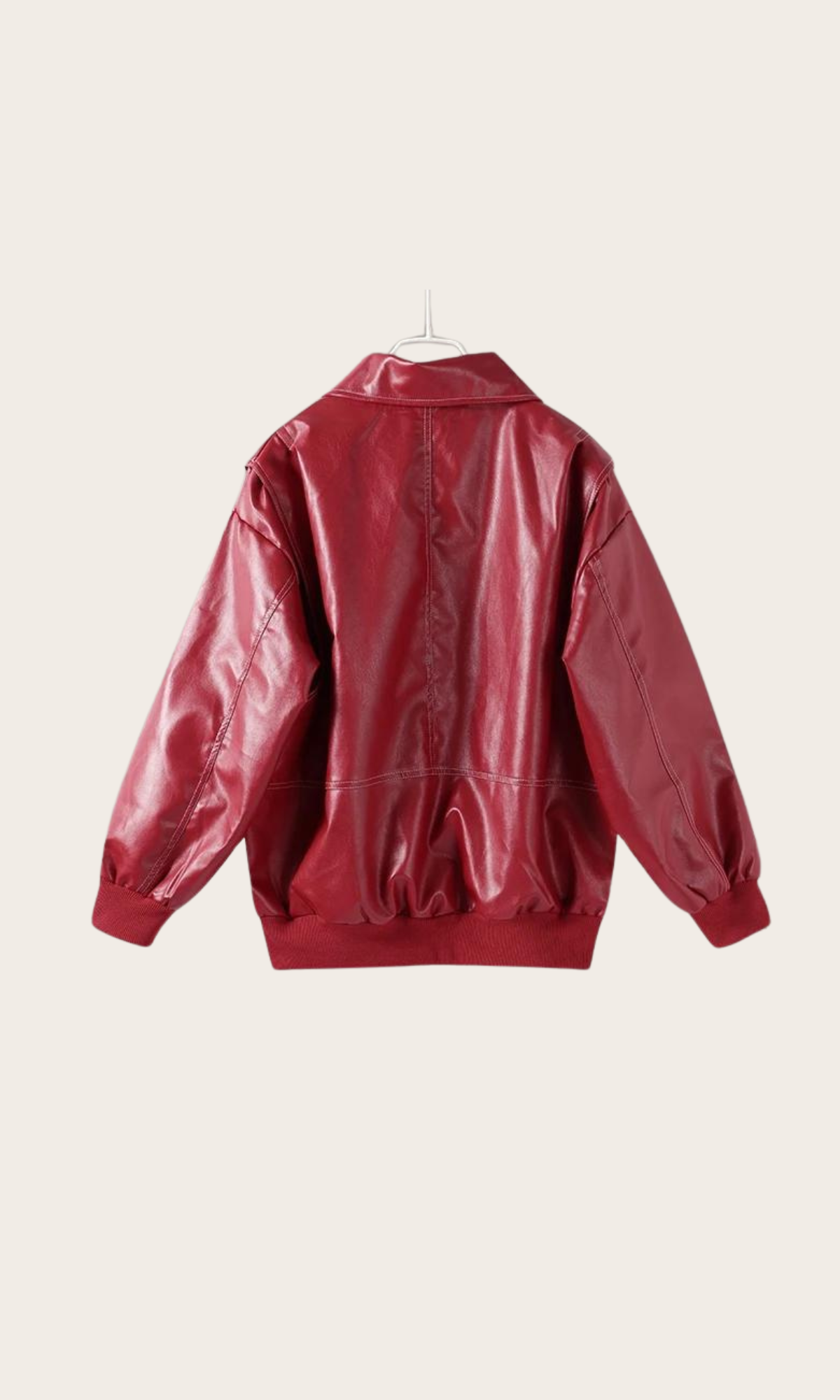 JACKY Jacke aus veganem Leder in Rot – Oversized Fit