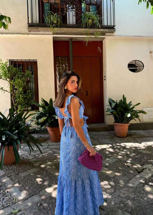CELESTE: Traumhaftes Blaues Kleid mit Stickerei für Sommer und Hochzeiten