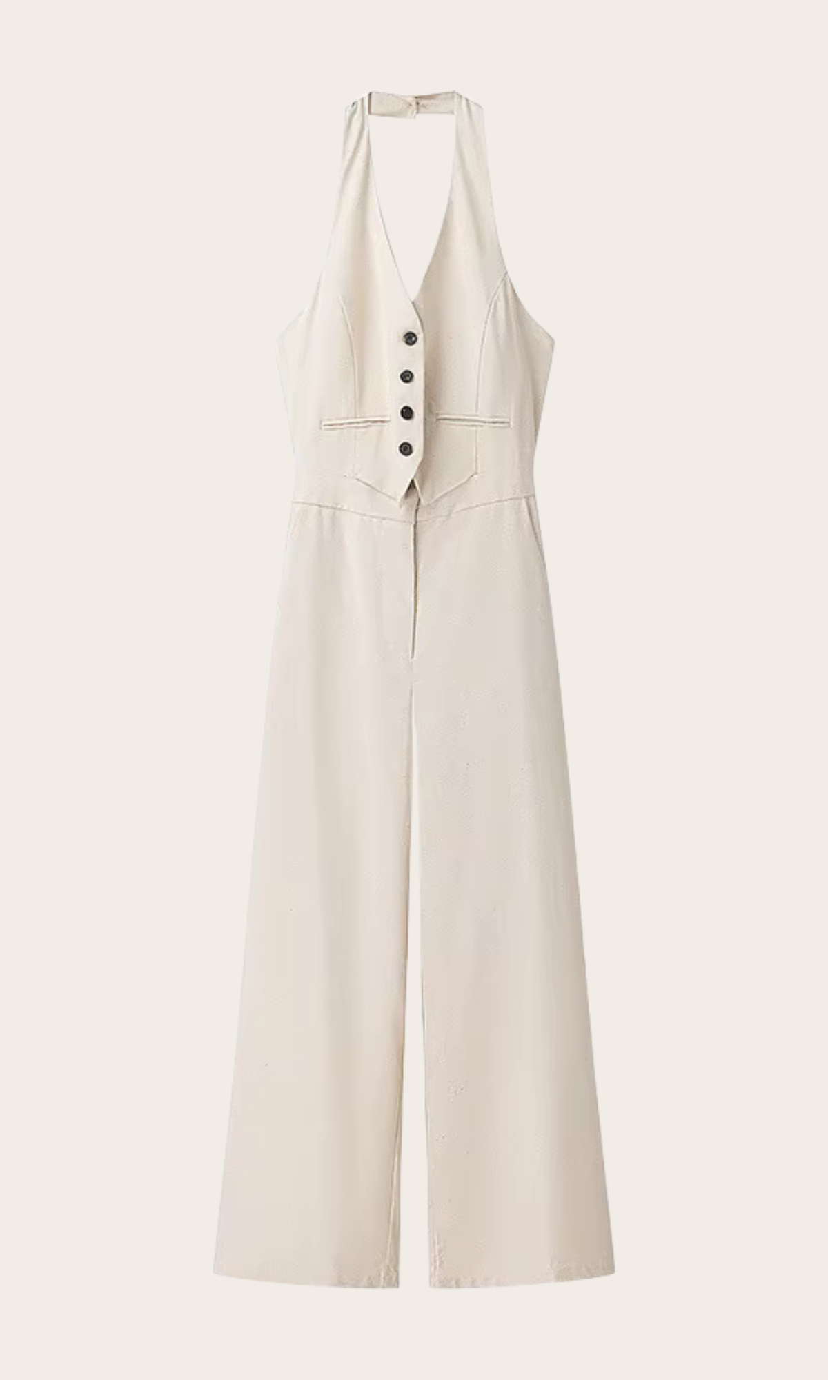 RENA Overall – Beige Neckholder Overall