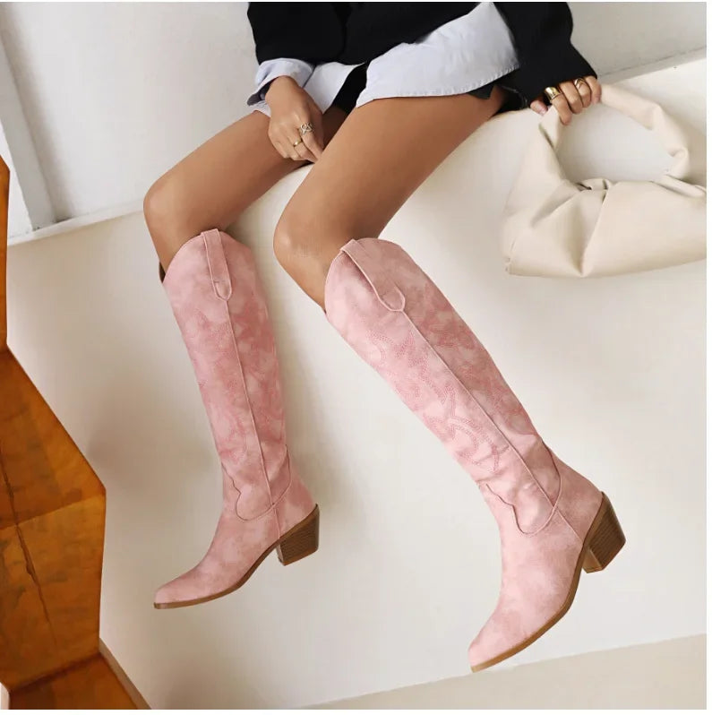 ROSIE: Eleganter Cowboy-Stiefel, hoch geschnitten